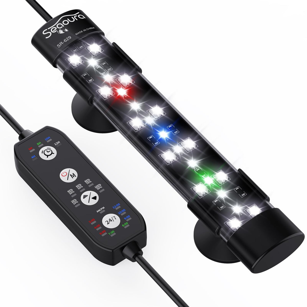 Luz submersible SEAOURA para acuario de 8–17 pulgadas, iluminación constante para el entorno