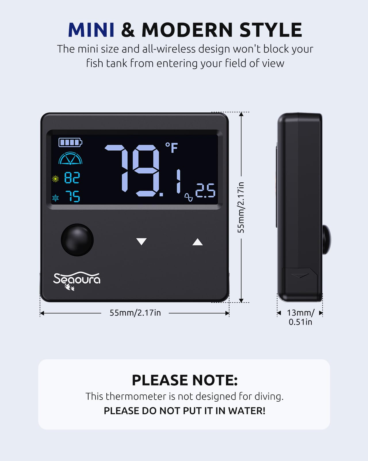 SEAOURA termómetro digital para acuarios de agua dulce y salada