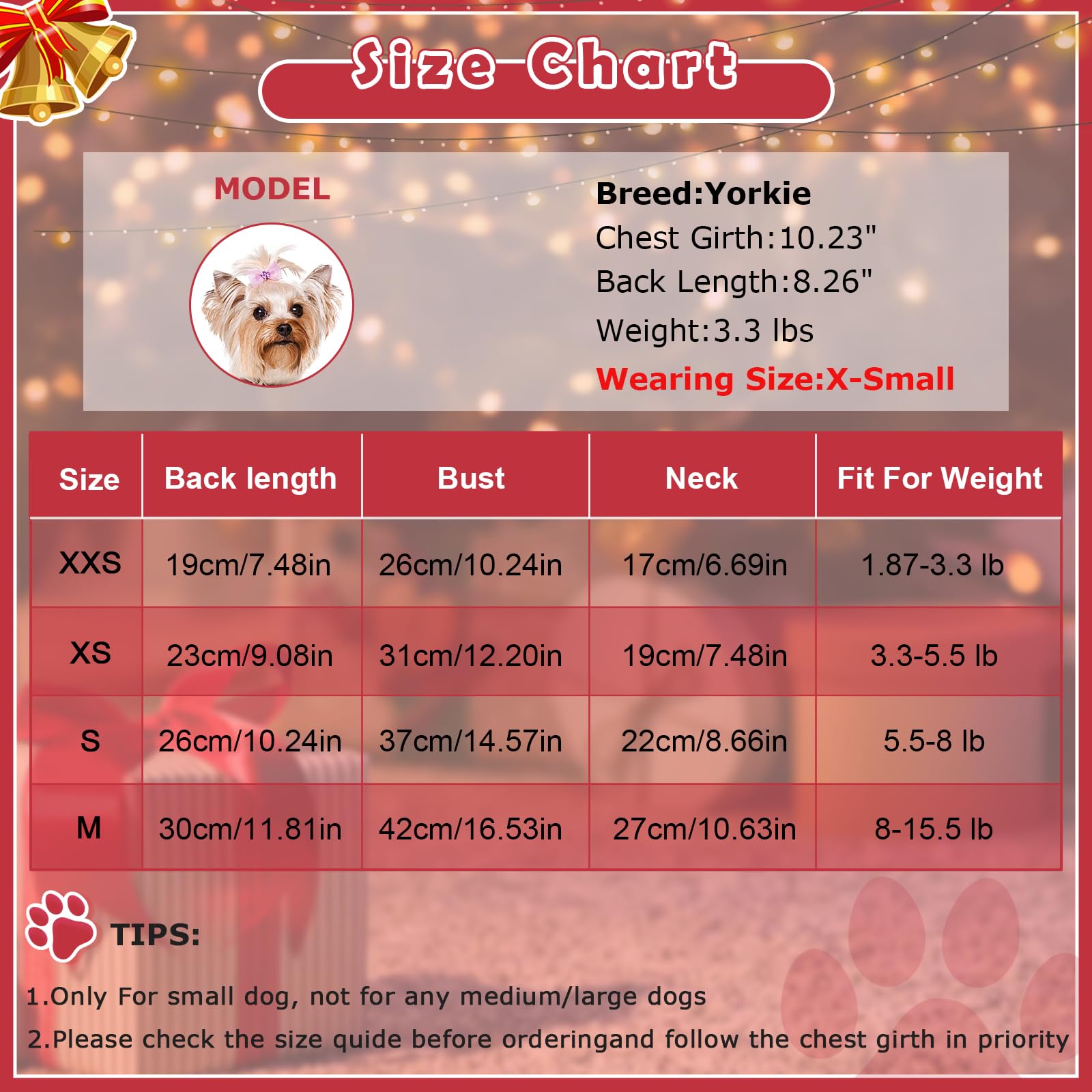 Sebaoyu prenda invernal para perros XS, ideal para chihuahua y yorkie.