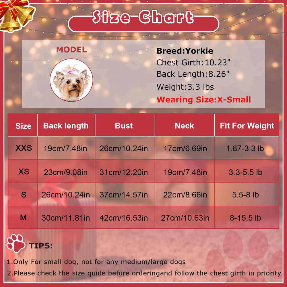 Sebaoyu prenda invernal para perros XS, ideal para chihuahua y yorkie.