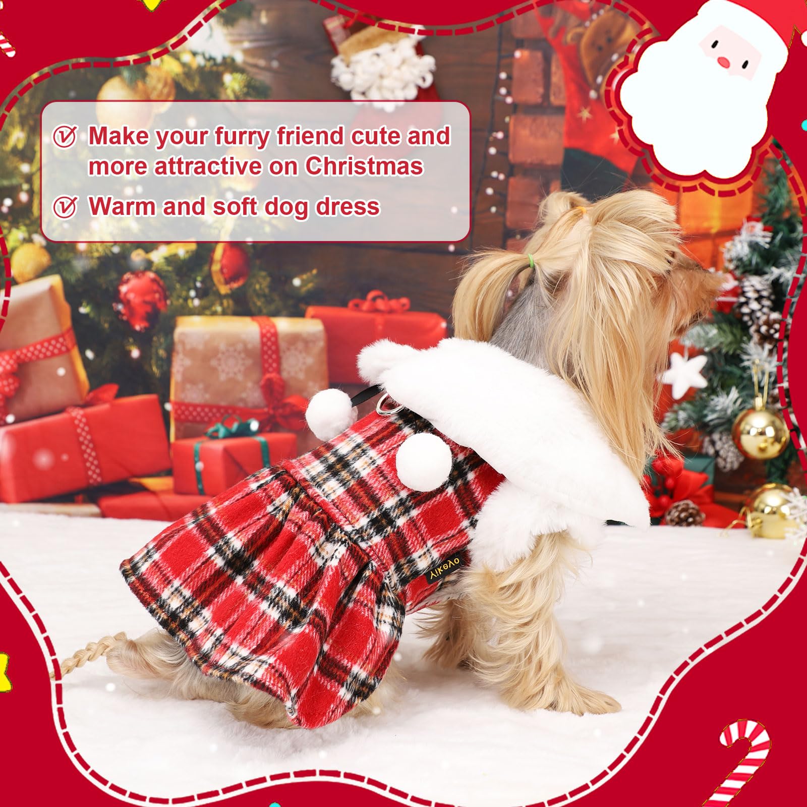 Sebaoyu vestido rojo para mascota, perfecto para fotos y eventos de invierno.