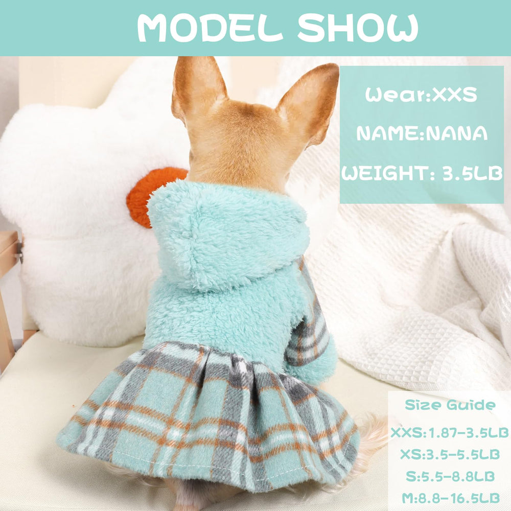 Prenda de invierno Sebaoyu para chihuahua y yorkie, capucha rosa plaid