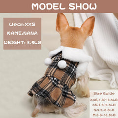 Sebaoyu ropa de invierno para perro pequeño con cuadros, cálida.