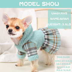Sebaoyu sudadera para perros pequeños, capucha rosa plaid, ideal para salidas