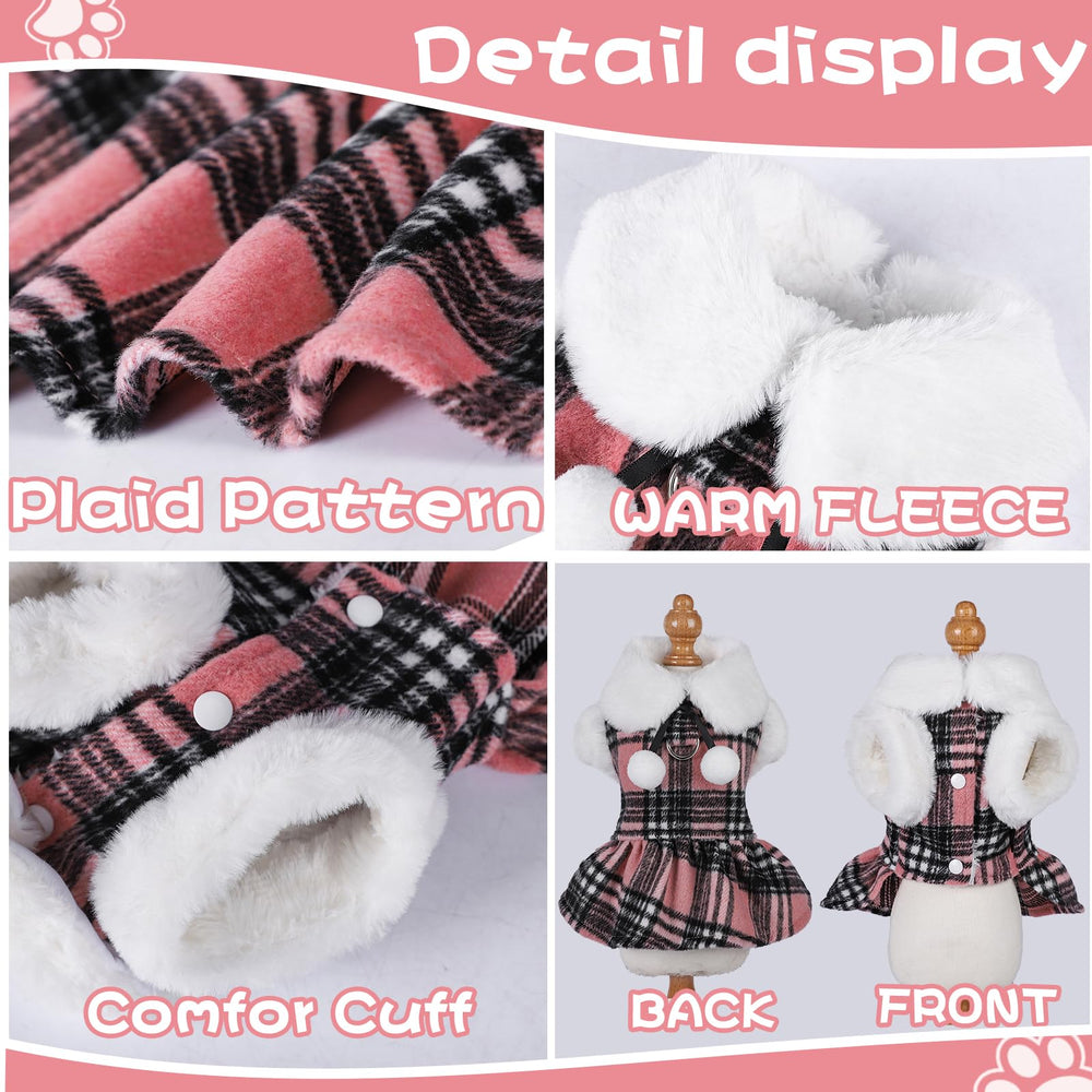 Sebaoyu vestido cálido de cuadros, ajuste cómodo para perros pequeños.