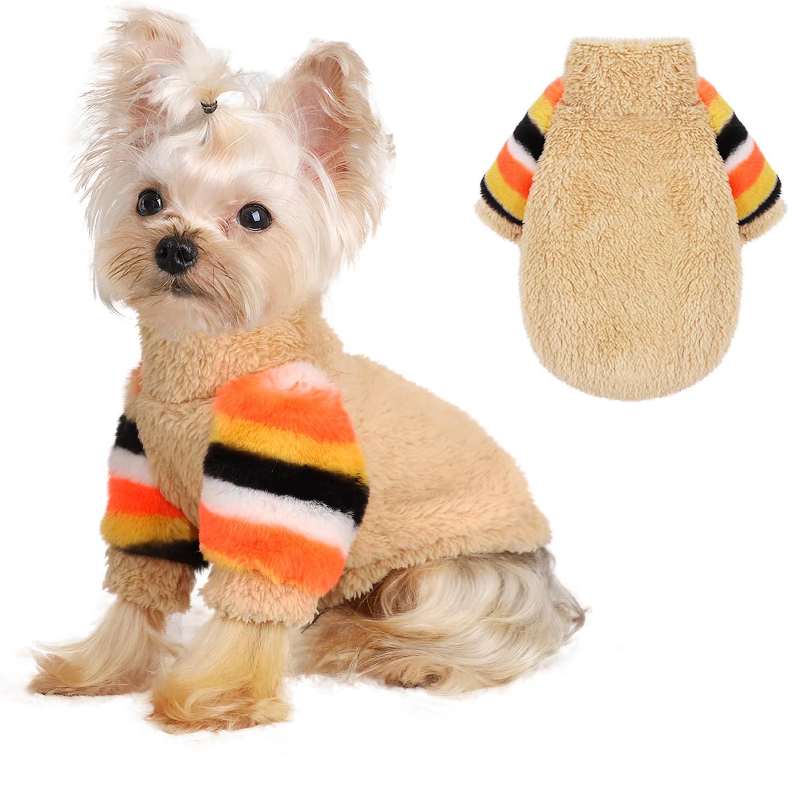 Sebaoyu suéter para perro pequeño, vista frontal, ideal para mantener calor diario.