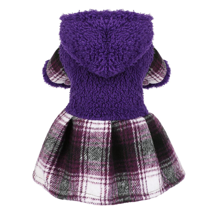 Sebaoyu vestido para perro con capucha morado, cálido y cómodo para salidas.