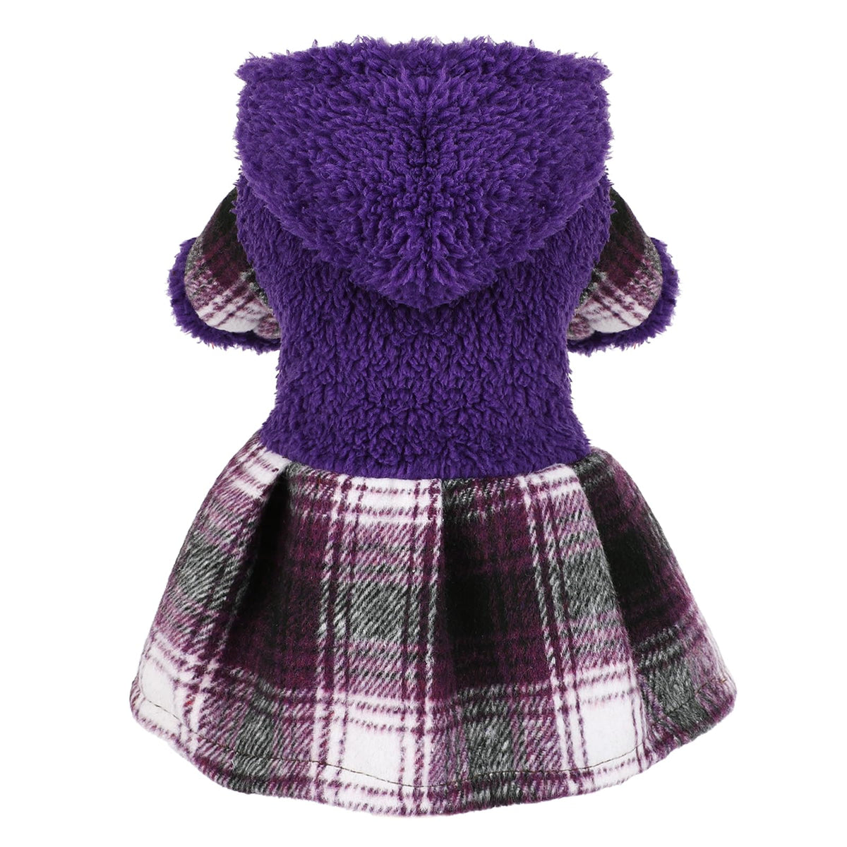 Sebaoyu vestido para perro con capucha morado, cálido y cómodo para salidas.
