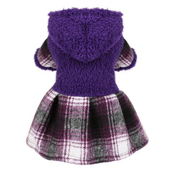 Sebaoyu vestido para perro con capucha morado, cálido y cómodo para salidas.