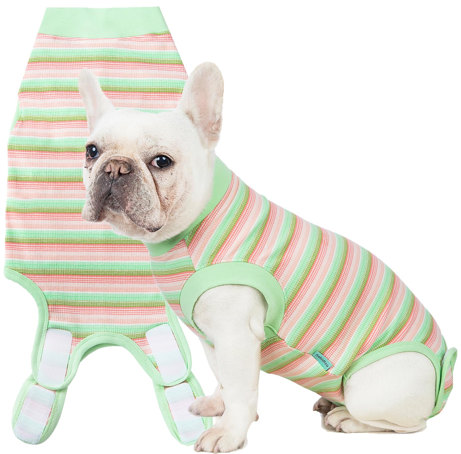 Sebidtco Traje recuperación para perros, vista frontal, protege suturas y evita lamido