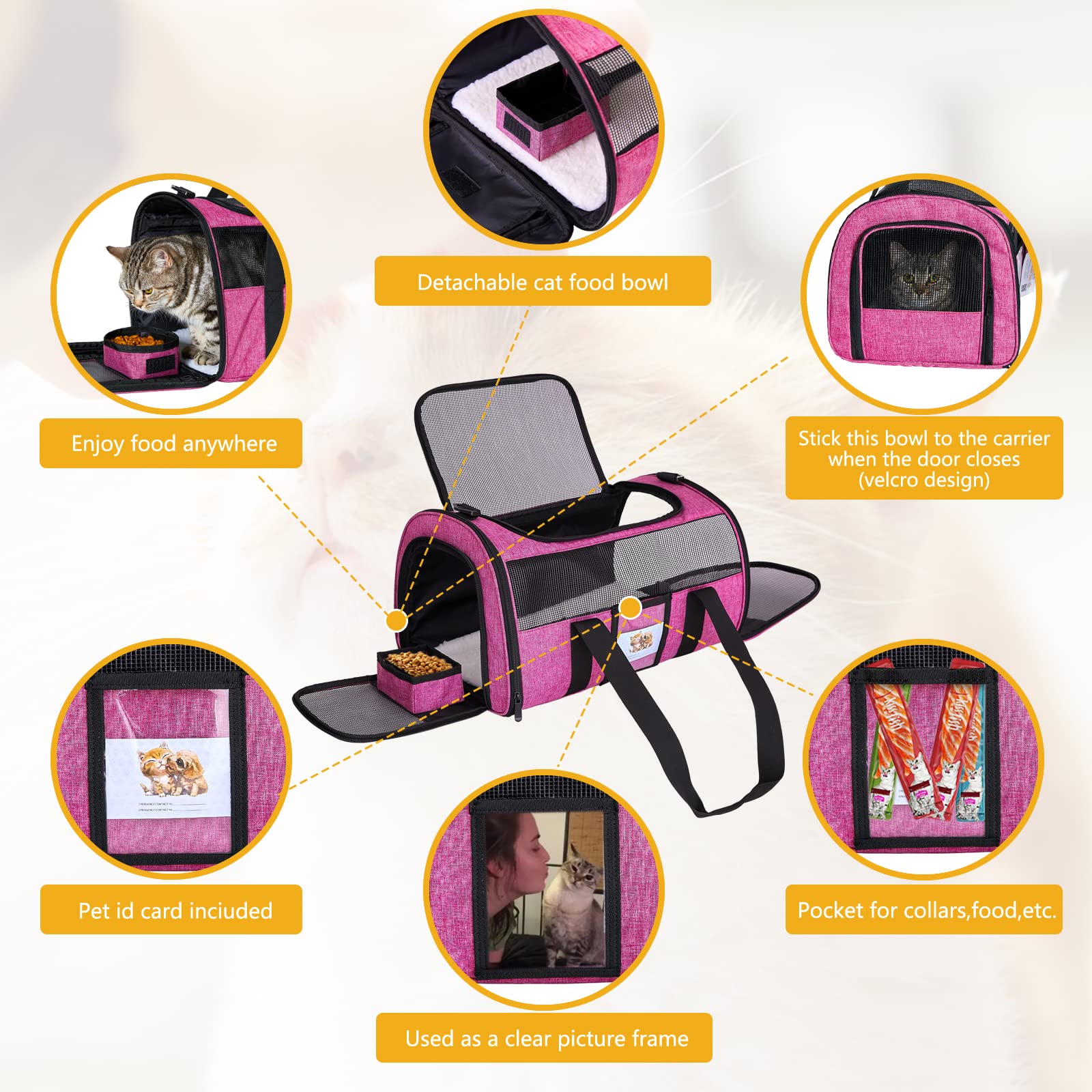 SECLATO transportín gato con funda acolchada lavable para limpieza fácil