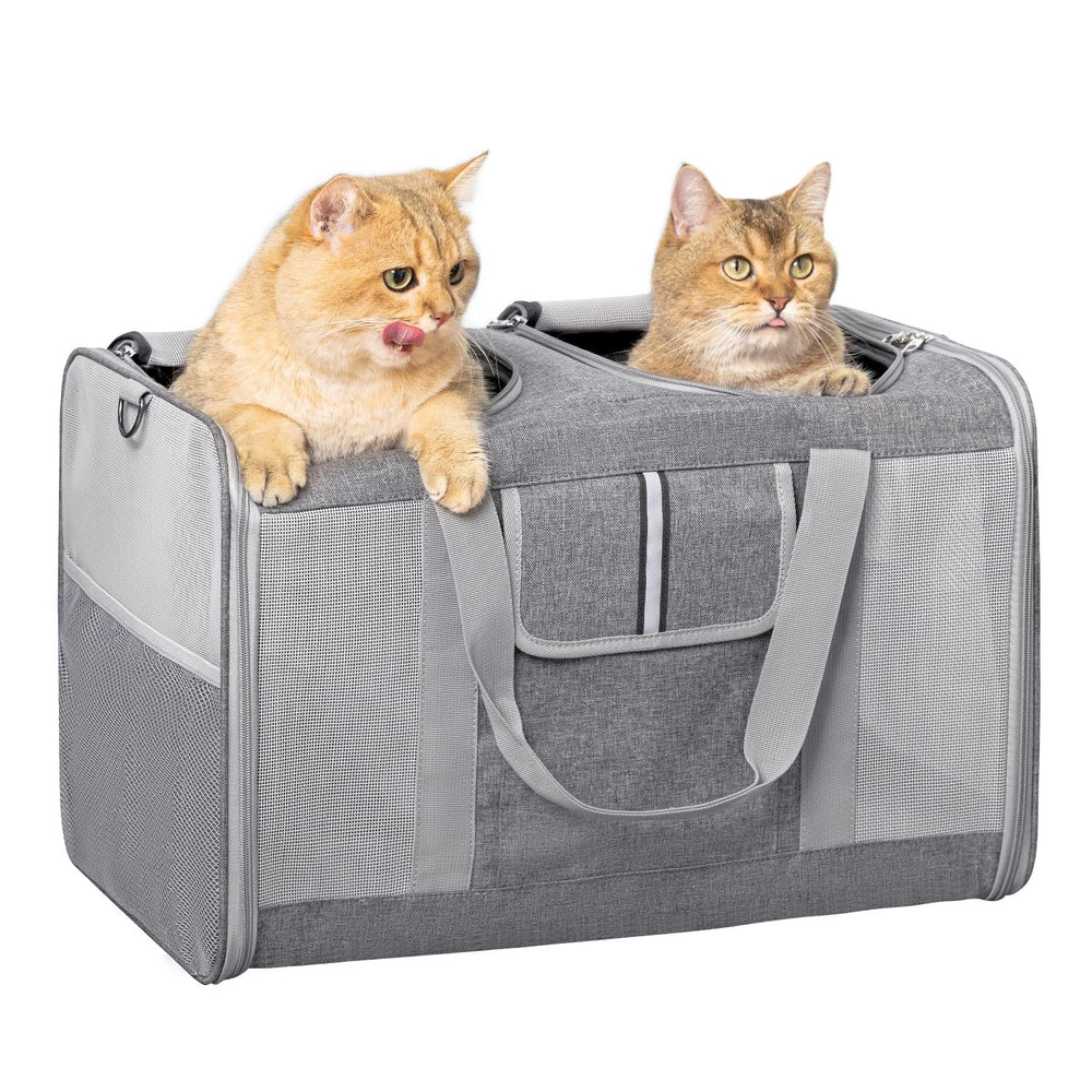 Sedioso transportín para gato grande, exterior espacioso y cómodo para viajar con mascotas.