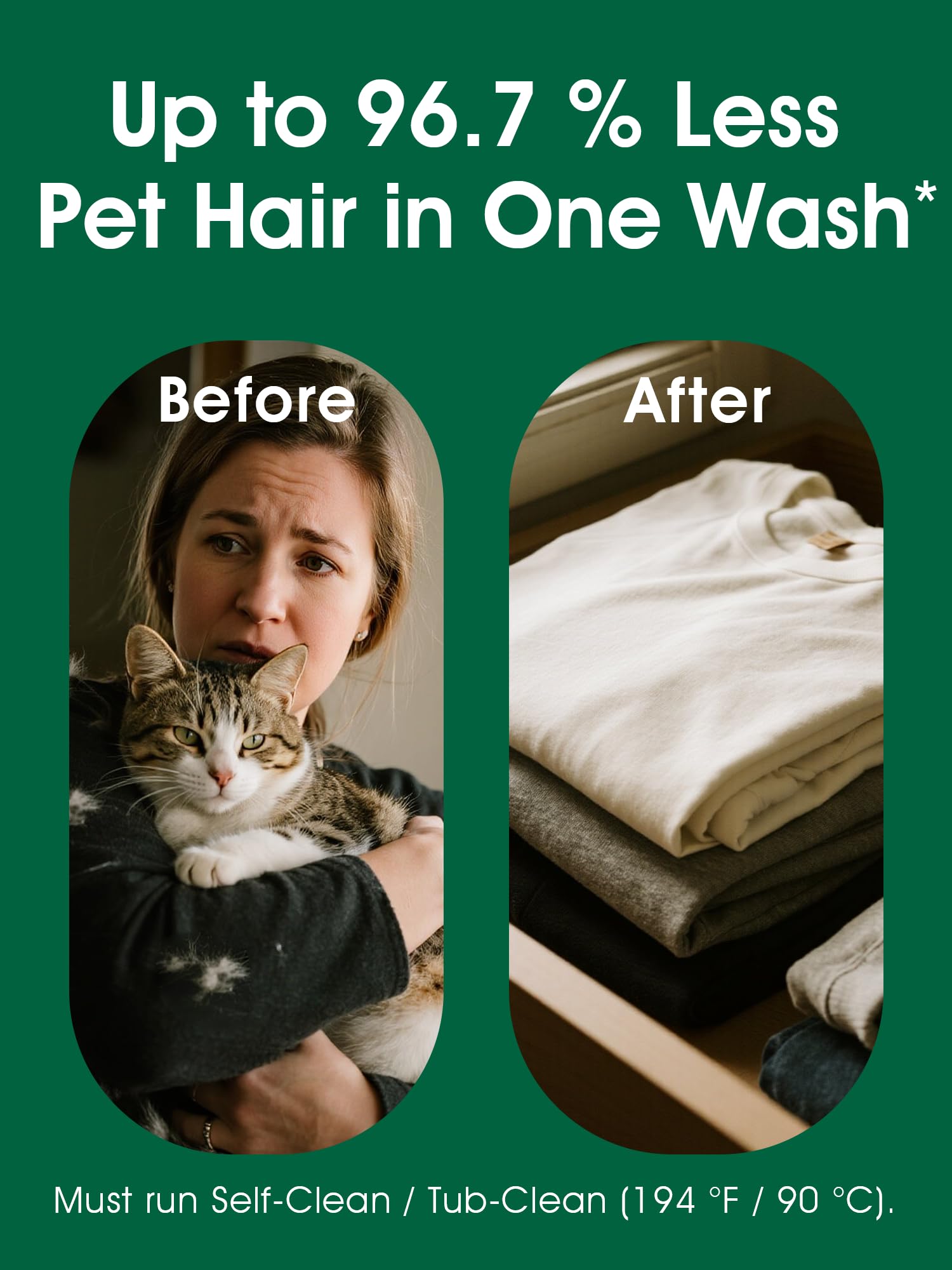 Seedshub pelo perro y gato en lavadora para textiles suaves.