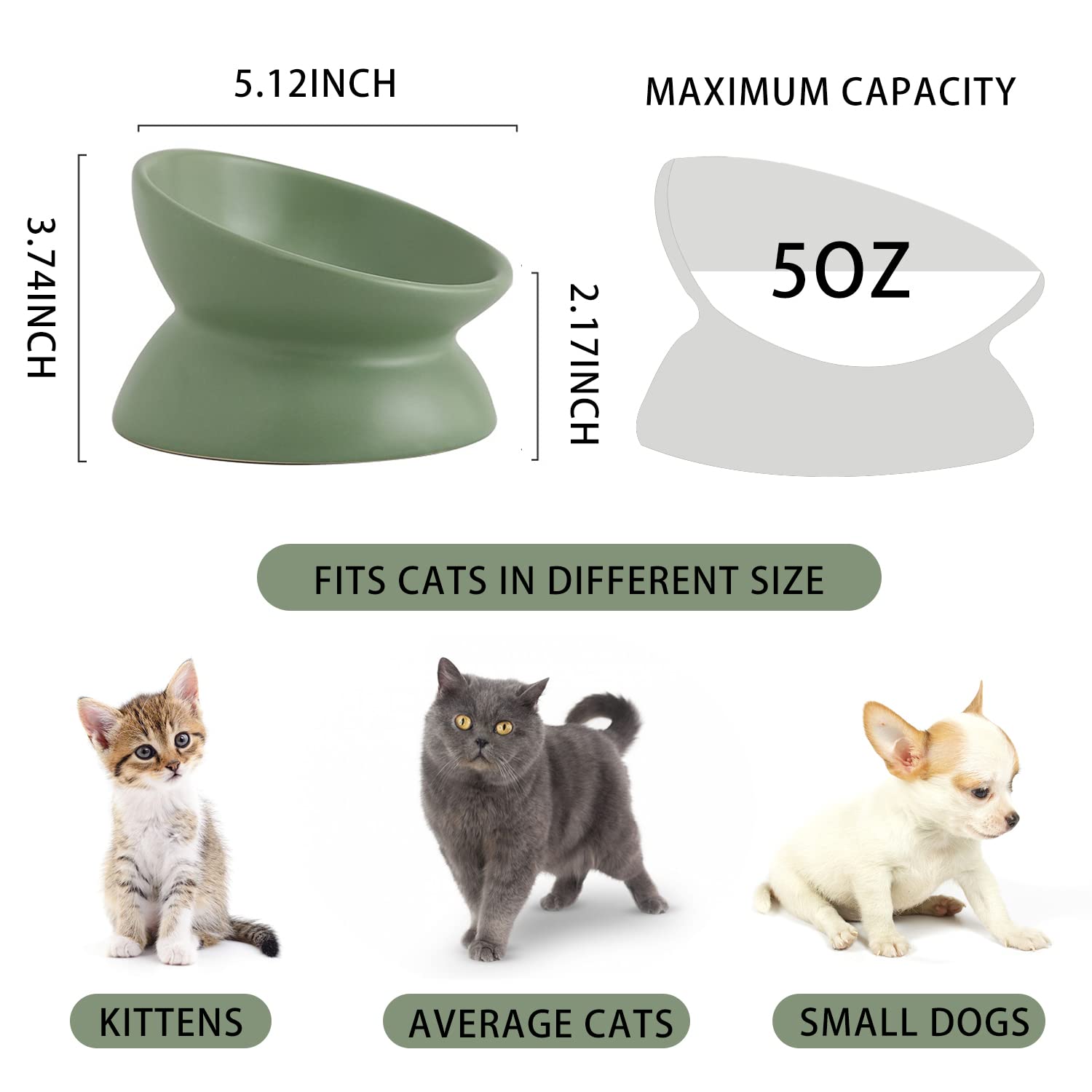 Seemypet tazón cerámico amigable para bigotes y comodidad al comer