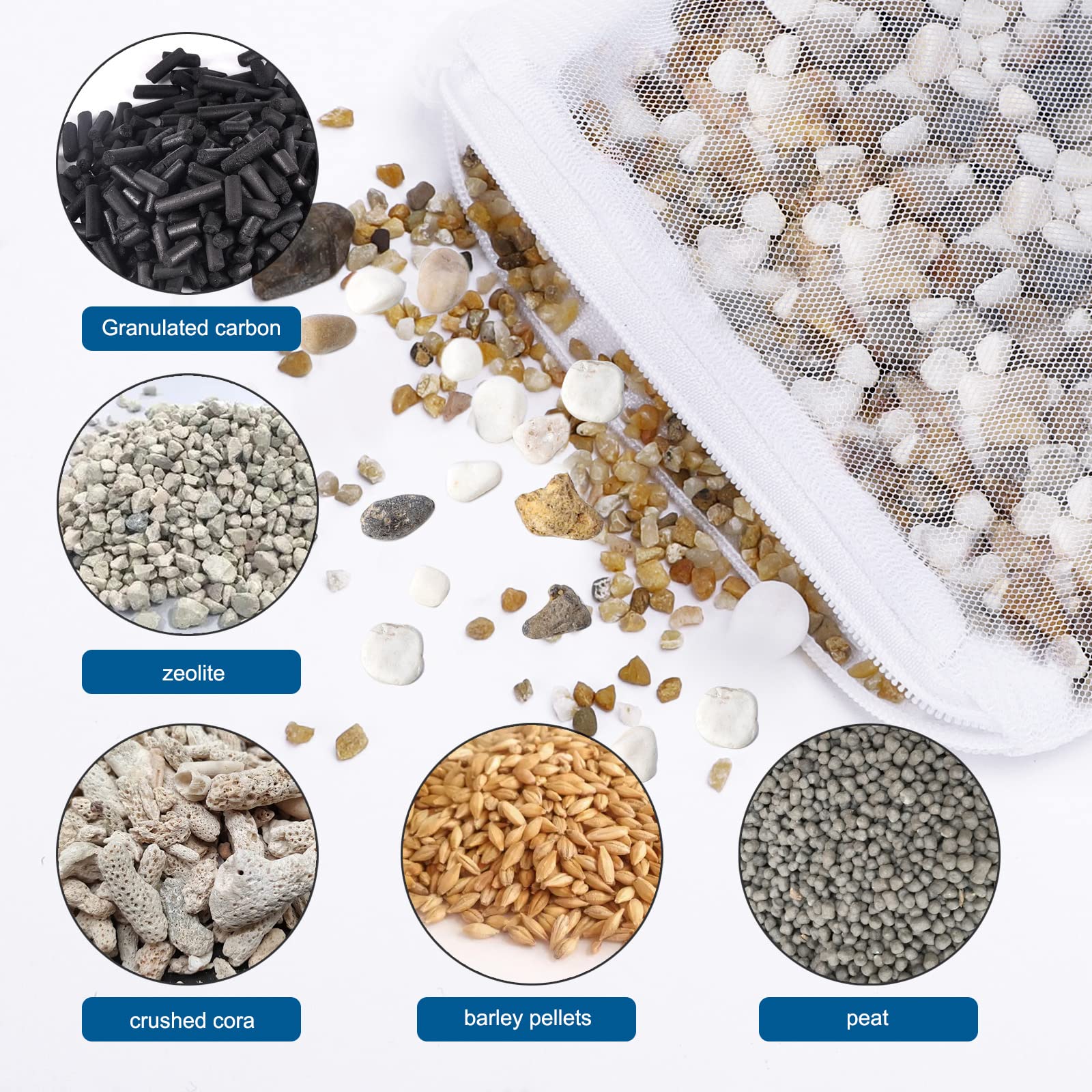 Bolsas Segarty para anillos cerámicos, filtración eficiente y segura en acuario.