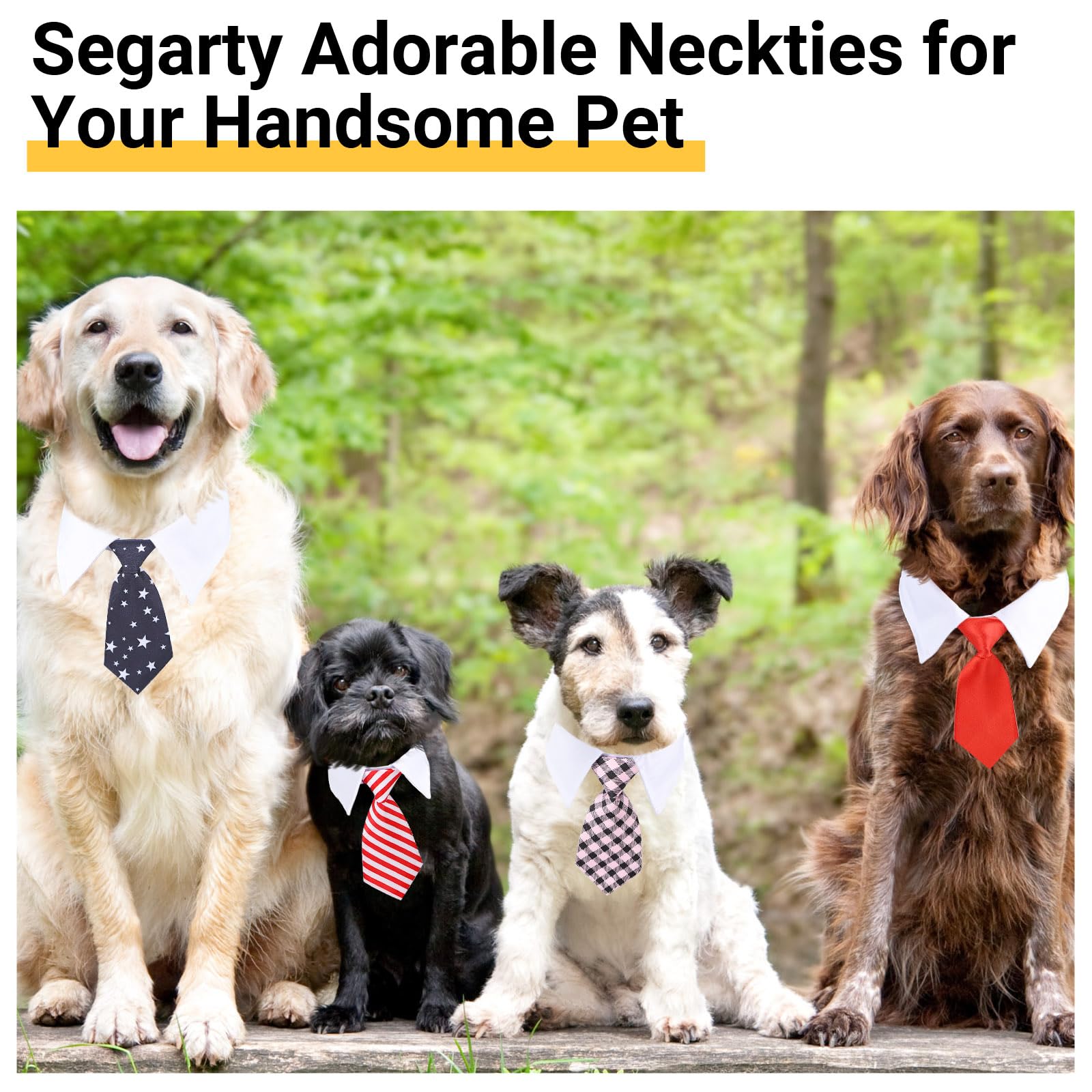 Segarty corbatita-perro-6piezas-rayas-blanco-negro, blanco y negro clásico
