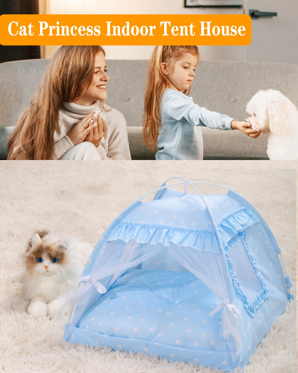 SEIMMIE Cama Princesa con ventana de malla para ventilación y descanso seguro