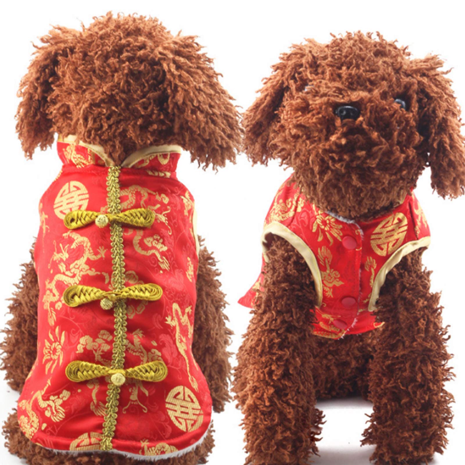 Disfraz SEIS para perros con bordado de dragón, ideal para fiestas y fotos.