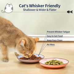 Cuenco Selamica para gatos, amigable con bigotes y diseño ancho para comer cómodo.