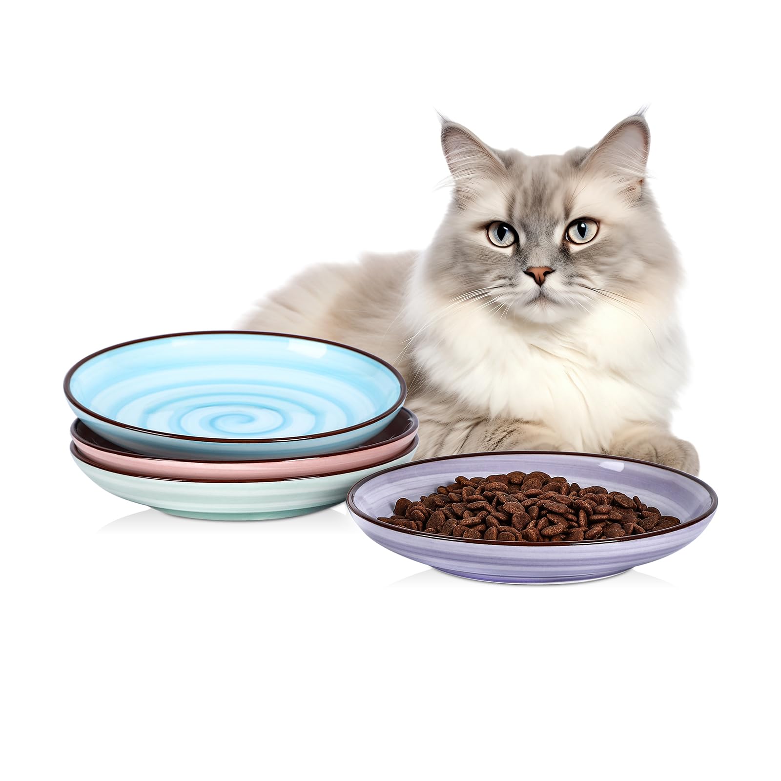 Cuenco Selamica para gato cerámico de 6 pulgadas con diseño ancho para comer con comodidad.