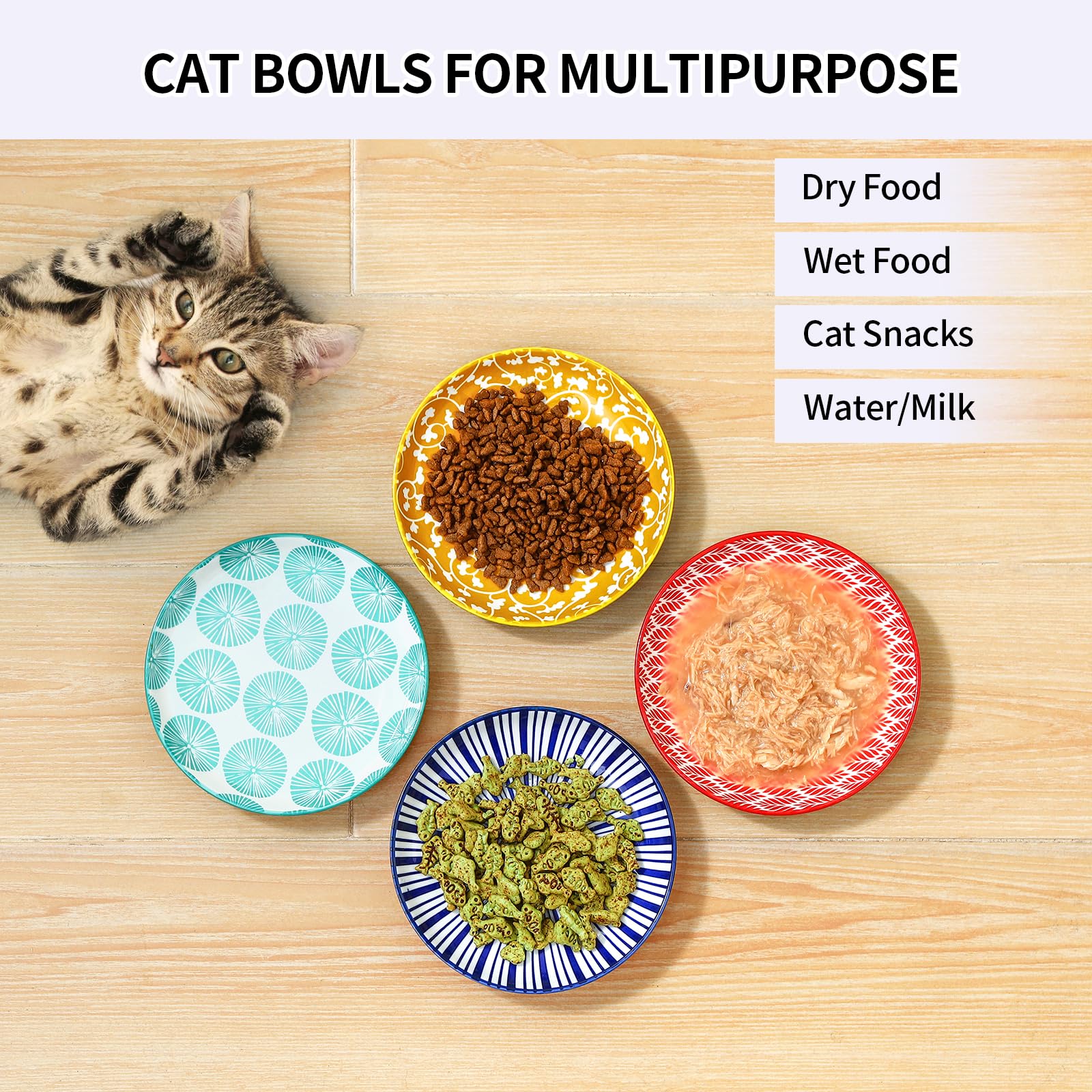 Apto para lavavajillas, microondas y congelador Selamica cuenco gato cerámico