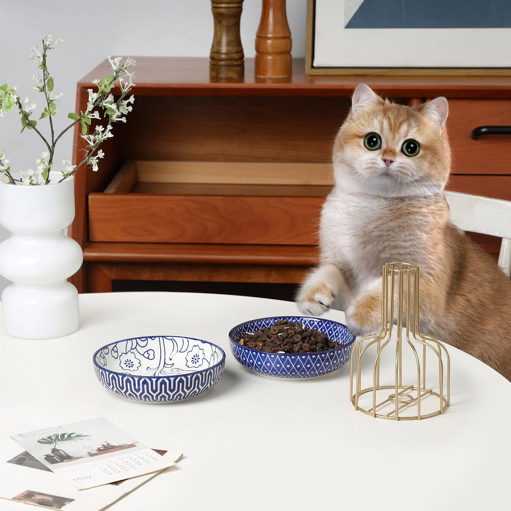 Selamica tazones-gato-ceramicos-apilables, ahorro de espacio.