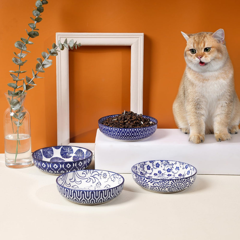 Selamica tazones-gato-ceramicos-diseño-vibrante-externo-interior, colores atractivos.