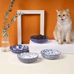 Selamica tazones-gato-ceramicos-diseño-vibrante-externo-interior, colores atractivos.