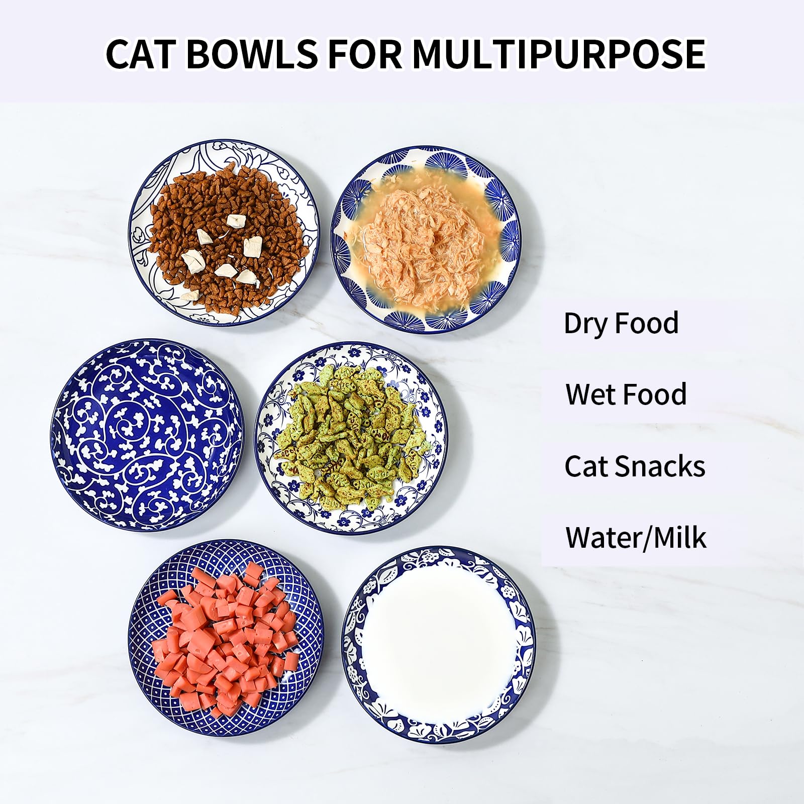 Selamica tazones para gatos, uso en microondas y lavavajillas para limpieza fácil.
