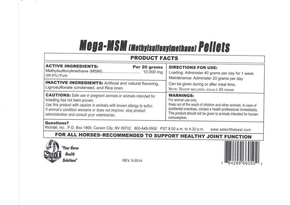 Select The Best Mega-MSM Pellets 10 lb: fácil de administrar para mascotas