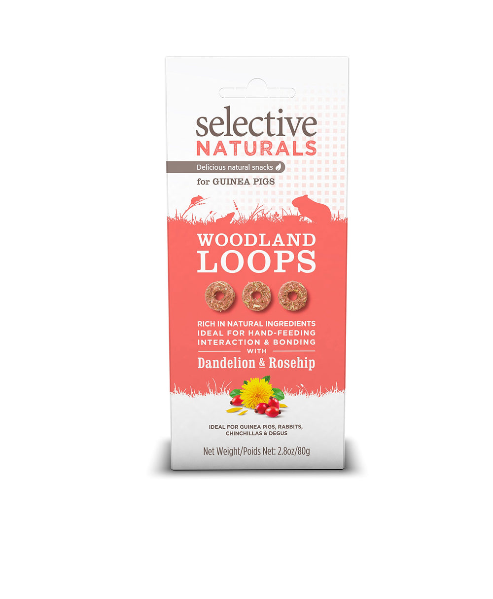 Selective Naturals Woodland Loops alimentación manual, fomenta interacción suave con la mascota.