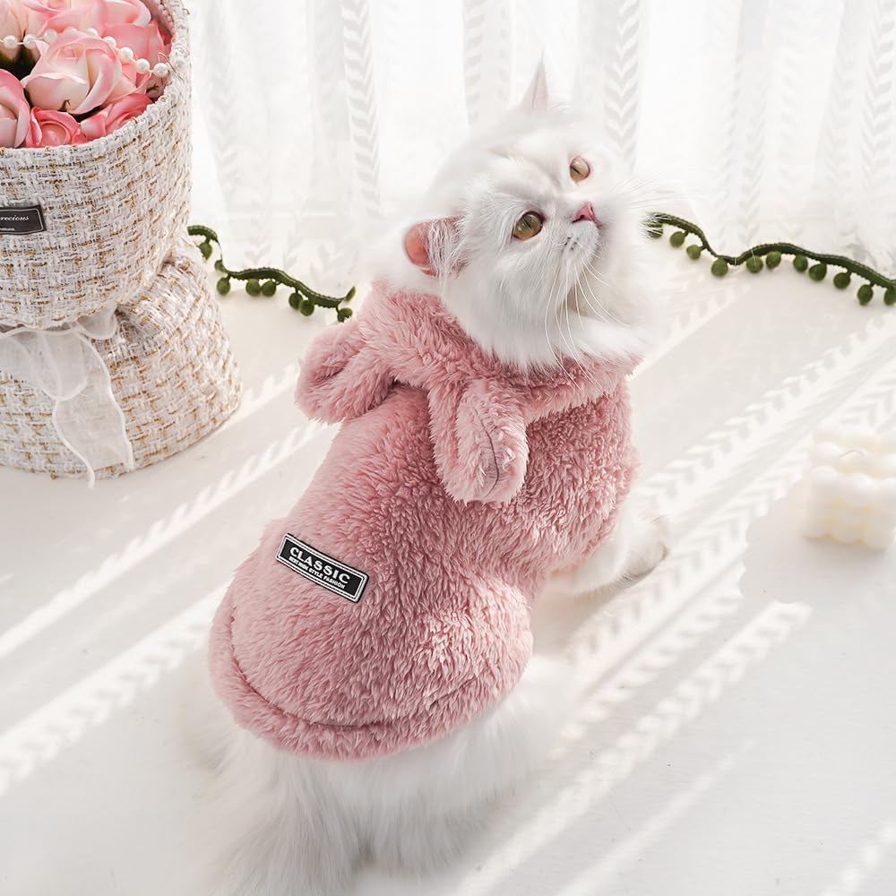 Selena suéter-capucha para mascota, rosa, cálido para días fríos.