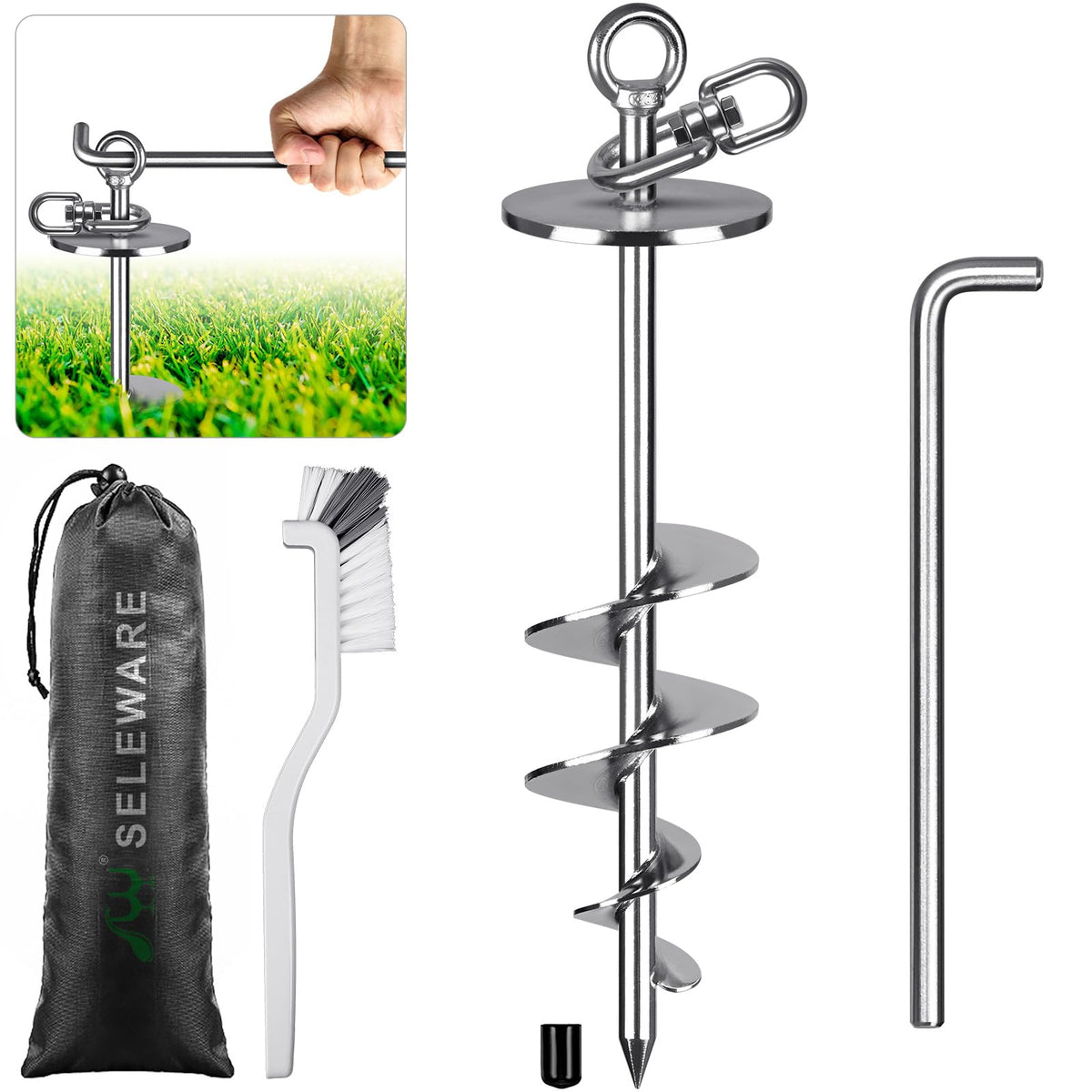 SELEWARE ancla-perro-17-pulgadas, segura y estable para paseos al aire libre