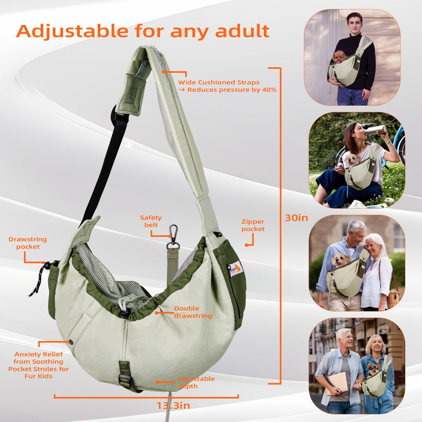 SENIOR BUDDAY sling perfecto para paseos y viajes con manos libres.
