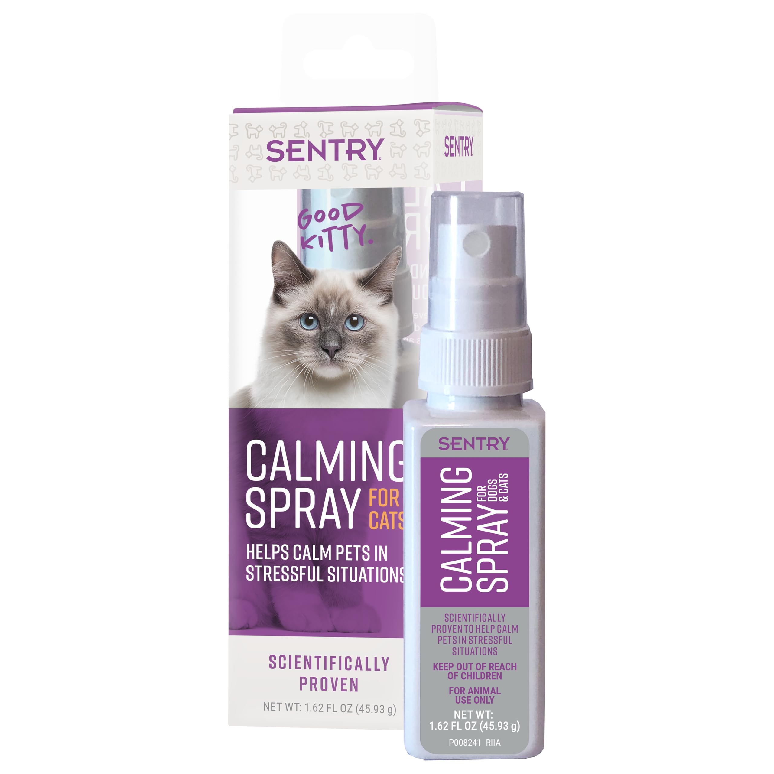 Sentry aerosol calmante para gatos, botella en primer plano, crea un ambiente más sereno.