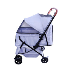 FOURPAW Carrito Reversible para Mascotas - Paseo Cara a Cara, 4 Ruedas, Hasta 15 kg, Gris