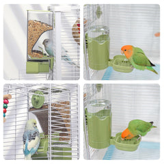 Septillar comedero externo con apertura fácil mantiene la jaula limpia