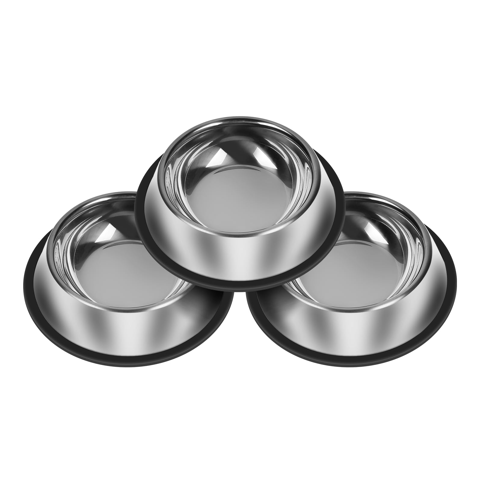 Serentive set de 3 cuencos para perros en acero inoxidable, ideales para comida y agua.