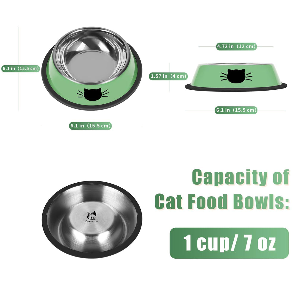 Serentive tazones para gato acero inoxidable 7oz para comida y agua.