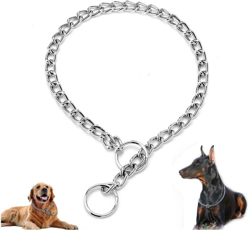 Serijoars collar de ahogo de metal con eslabones de 4 mm, talla extra grande, ideal para paseos.