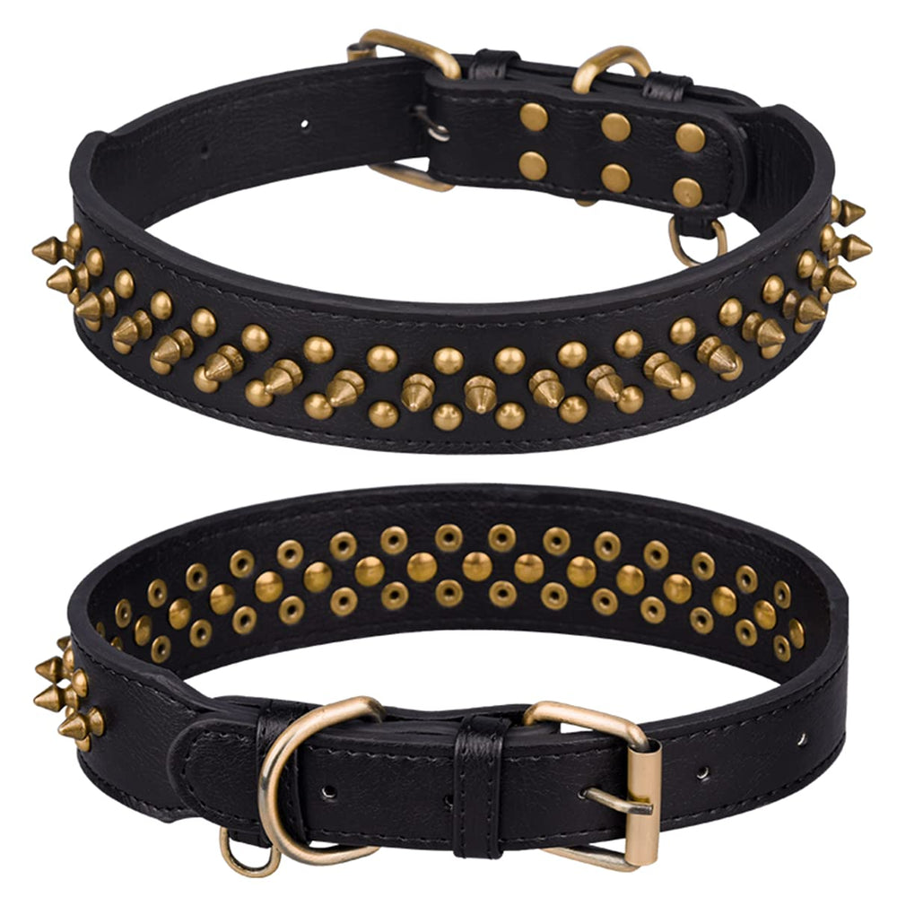 Serijoars collar perro cuero PU con tachuelas seta, estilo audaz y protección.