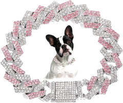 Serijoars collar para perro diamante cubano rosado para estilo diario