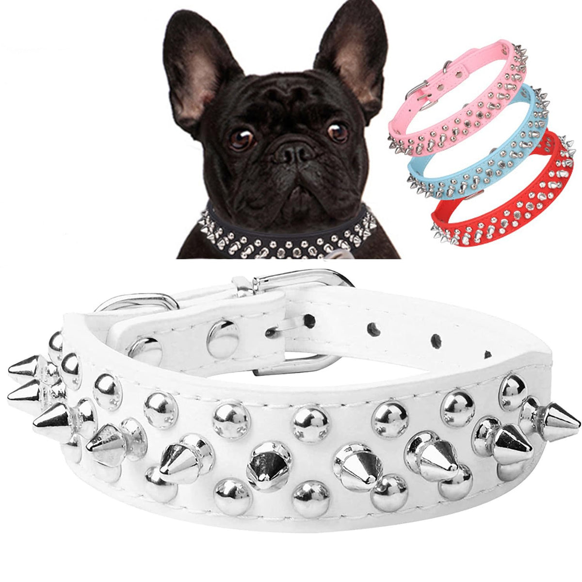 Serijoars collar para perro con espigas, estilo audaz y presencia segura en paseos diarios.