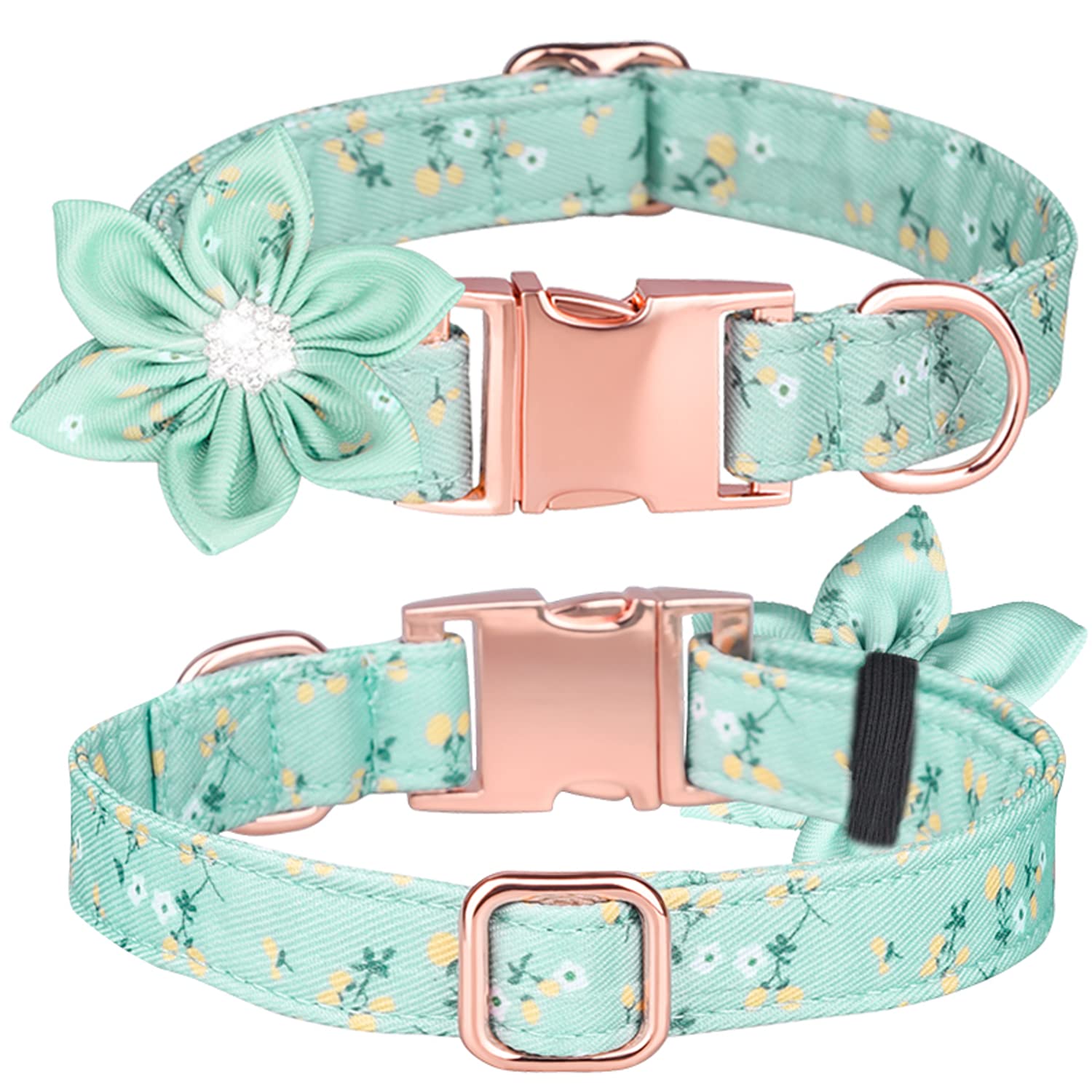 Serijoars collar para perro con flor rhinestone desmontable, ideal para paseos diarios