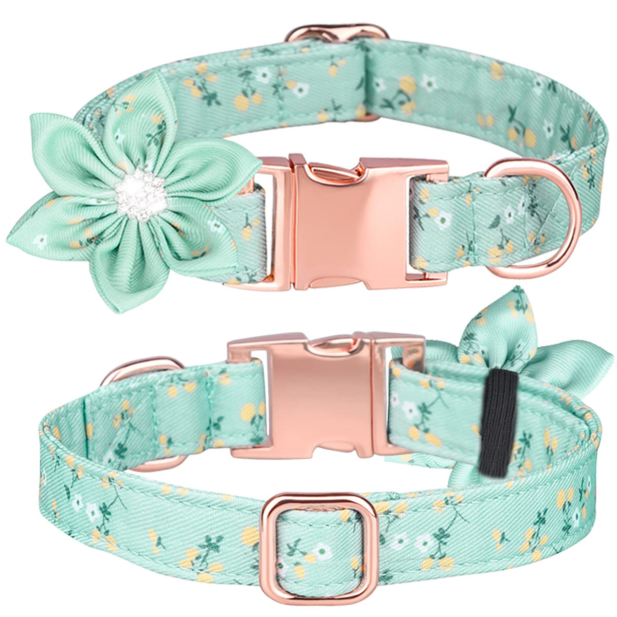 Serijoars collar para perro con flor rhinestone desmontable, ideal para paseos diarios