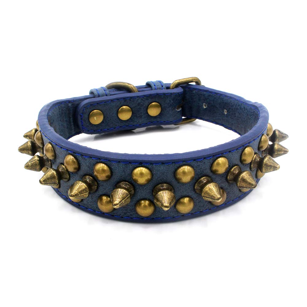 Collar Serijoars para perro con púas azul ajustable para paseos seguros