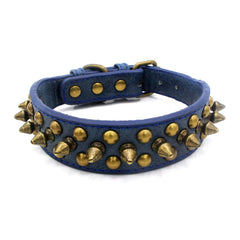 Collar Serijoars para perro con púas azul ajustable para paseos seguros