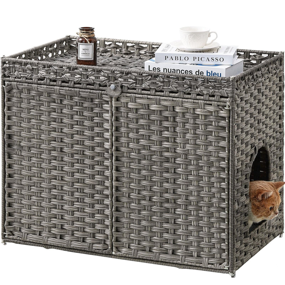 SETVSON caja-arena-oculta-ratán gris exterior: oculta la caja de arena con estilo bohemio