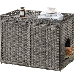SETVSON caja-arena-oculta-ratán gris exterior: oculta la caja de arena con estilo bohemio