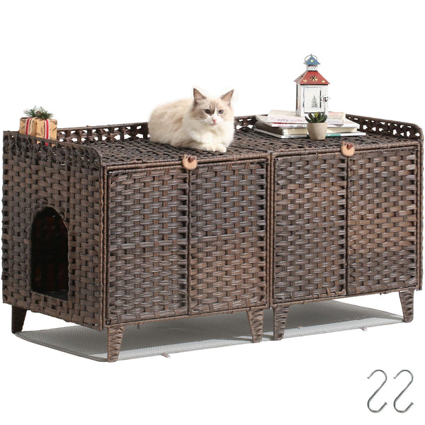 SETVSON caja litter doble para dos gatos, vista frontal que oculta la arena.